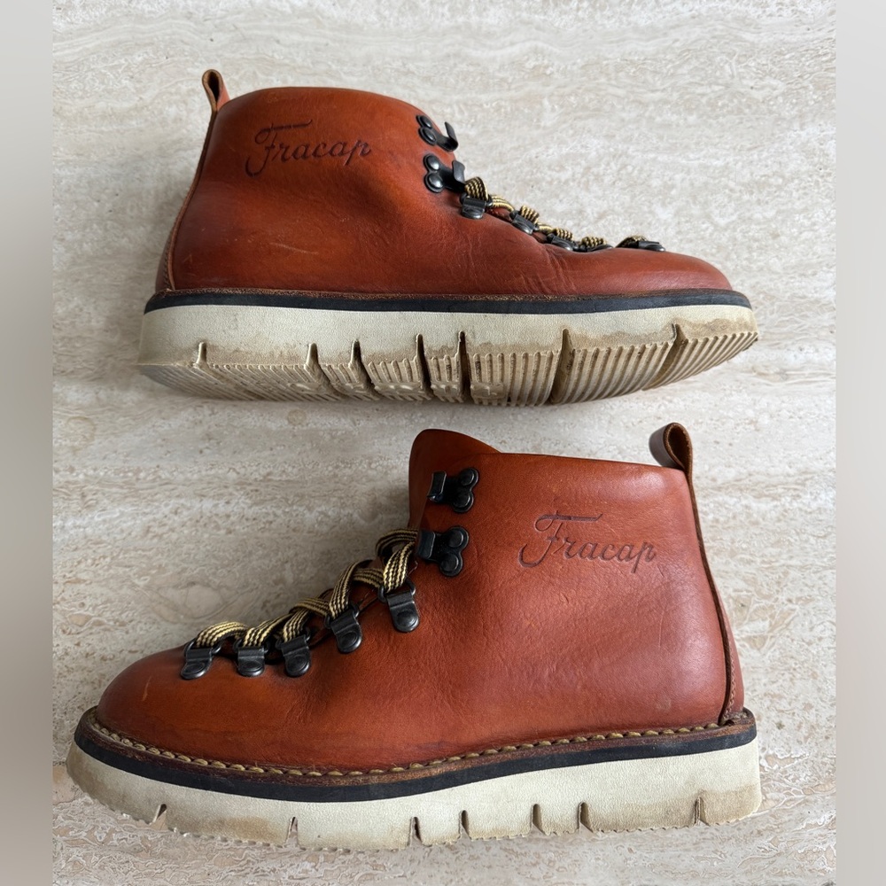 Fracap Women's Tan Leather Hiking Snow Boots